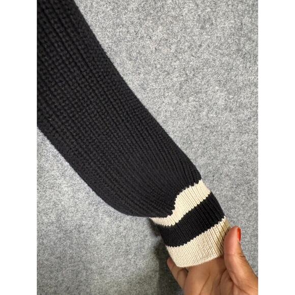 525 American Cardigan Sweater Women Large Black Chunky Knit Bishop Sleeve Classi - Picture 6 of 8